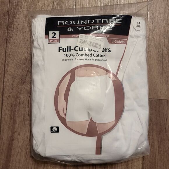 Roundtree & Yoke Full Cut Boxers  White Size 44 - Picture 1 of 2